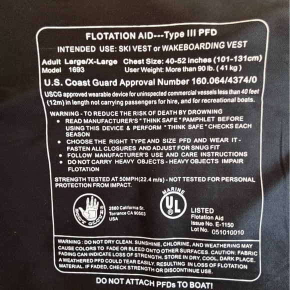 Body Glove L/Xl Type 111 flotation aid blue black wakeboarding fest - Picture 3 of 9